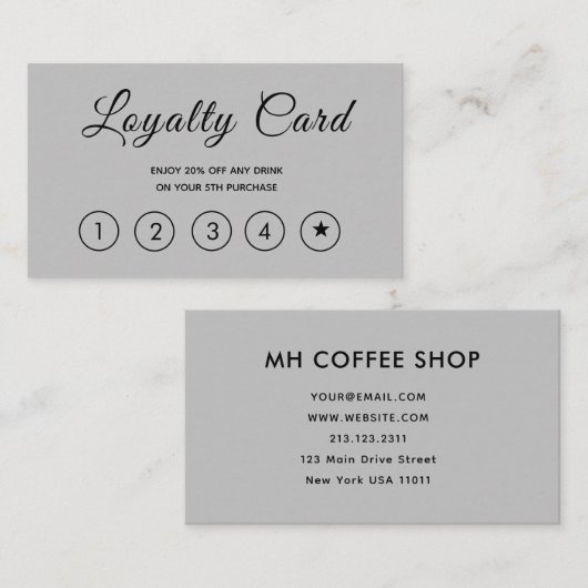 Modernes Script grau einfach Treuekarte (Vorne/Hinten)