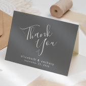 Modernes Script Gray Wedding Vielen Dank Karte