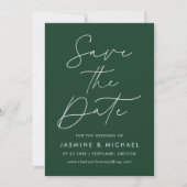 Modernes Script Green Foto Save The Date (Vorderseite)