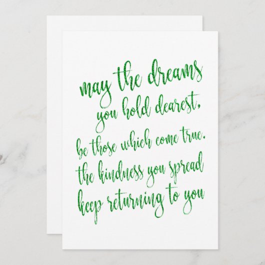 Modernes Script Green Glitzer St Patrick's Day Par Einladung (Vorne/Hinten)