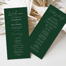 Modernes Script Green Wedding Programm