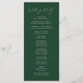 Modernes Script Green Wedding Programm (Rückseite)