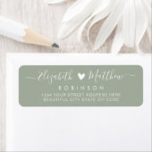 Modernes Script Green Wedding Return Label (Insitu)