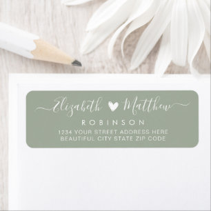 Modernes Script Green Wedding Return Label