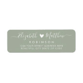 Modernes Script Green Wedding Return Label (Vorne)