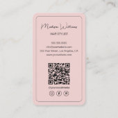 Modernes Script Hair Stylist Salon Pink Visitenkarte (Rückseite)