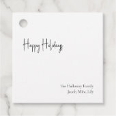 Modernes Script Happy Holiday Square Familiengesch Geschenkanhänger (Vorderseite)