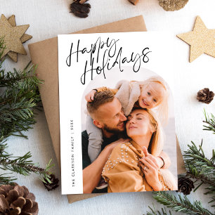Modernes Script Happy Holidays Arch 2 Foto Feiertagskarte