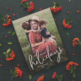 Modernes Script Happy Holidays Einfaches Foto Feiertagskarte