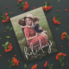 Modernes Script Happy Holidays Einfaches Foto Magn Magnetkarte