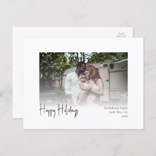 Modernes Script Happy Holidays Faded Foto Feiertagspostkarte
