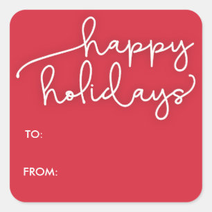 Modernes Script Happy Holidays Geschenksticker Quadratischer Aufkleber