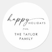 Modernes Script Happy Holidays Holiday Geschenk Runder Aufkleber (Vorderseite)