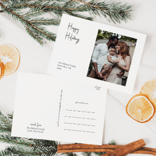Modernes Script Happy Holidays Single Foto Feiertagspostkarte