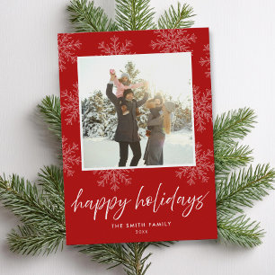Modernes Script Happy Holidays Snowflakes Foto Feiertagskarte