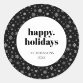 Modernes Script Happy Holidays Weihnachten Schwarz Runder Aufkleber (Vorderseite)