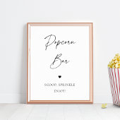 Modernes Script Heart Chic Popcorn Bar Wedding Sig Poster
