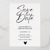 Modernes Script Heart Foto Save the Date Folieneinladung (Rückseite)