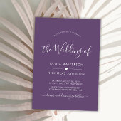 Modernes Script Heart Lila QR Code Foto Hochzeit Einladung