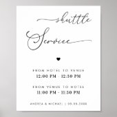 Modernes Script & Heart Shuttle Service Hochzeit Poster (Vorne)