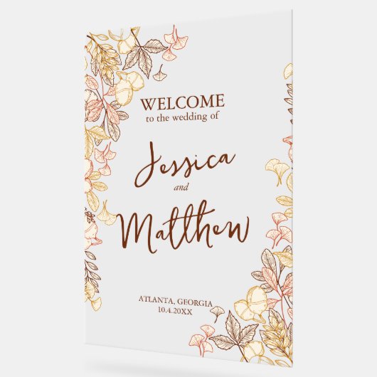 Modernes Script Herbstblatt Hochzeit Akryllisches  Acrylschild (Winkel)