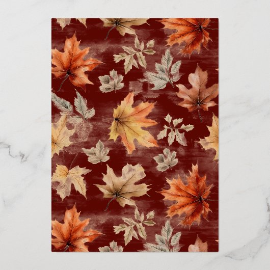 Modernes Script Herbstlaubs Erntedank Dinner Folieneinladung (Rückseite)