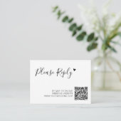 Modernes Script-Herz QR-Code Hochzeitswebsite UAWG Begleitkarte (Stehend Vorderseite)