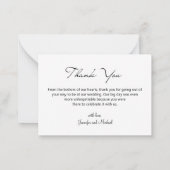 modernes Script Hochzeit Foto danke Mitteilungskarte (Rückseite)