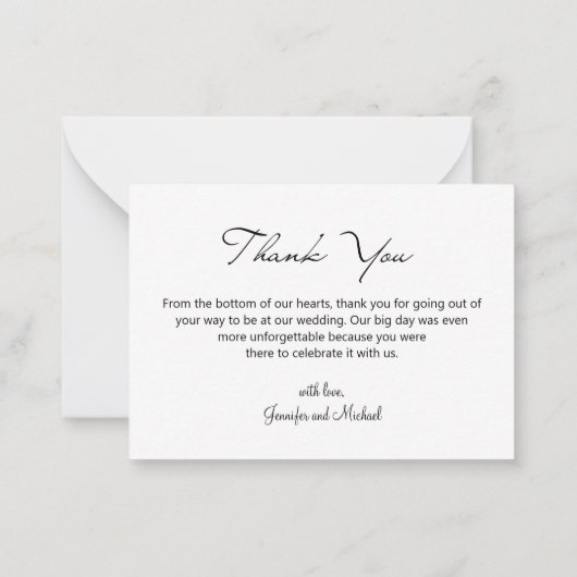 modernes Script Hochzeit Foto danke Mitteilungskarte (Rückseite)