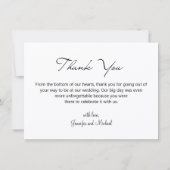 modernes Script Hochzeit Foto danke Mitteilungskarte (Rückseite)