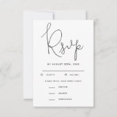 Modernes Script-Hochzeit-RSVP mit Essensauswahl RSVP Karte (Vorderseite)