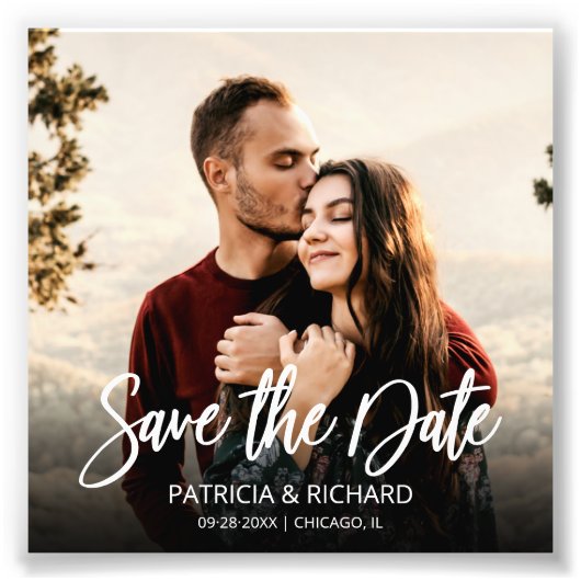 Modernes Script Hochzeitbudget Save the Date Foto (Vorne)