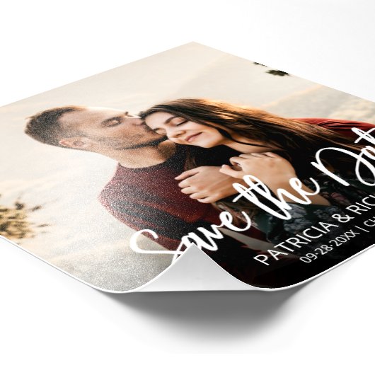 Modernes Script Hochzeitbudget Save the Date Foto (Ecke)