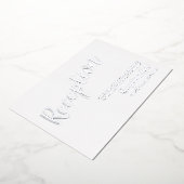 Modernes Script-Hochzeitsempfang Silver Folieneinladung (Gedreht)