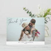 Modernes Script Hochzeitsgeschenk Foto Vielen Dank Dankeskarte (Stehend Vorderseite)