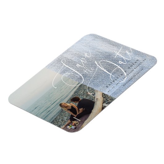 Modernes Script-Hochzeitsmagazin mit flexiblem Fot Magnet (Linke Seite)