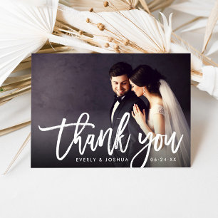 Modernes Script-Hochzeitsschreiben-Foto Dankeskarte