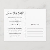 Modernes Script-Hochzeitsskript-Foto Rette unser D Ankündigungspostkarte (Rückseite)