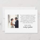 Modernes Script-Hochzeitsskript - Foto Vielen Dank Dankeskarte (Rückseite)