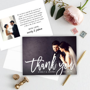 Modernes Script-Hochzeitsskript - Foto Vielen Dank Dankeskarte