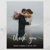 Modernes Script Hochzeitsskripte Foto Danke Karte (Vorderseite)