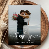 Modernes Script Hochzeitsskripte Foto Danke Karte