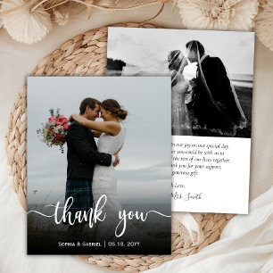 Modernes Script Hochzeitsskripte Foto Danke Karte