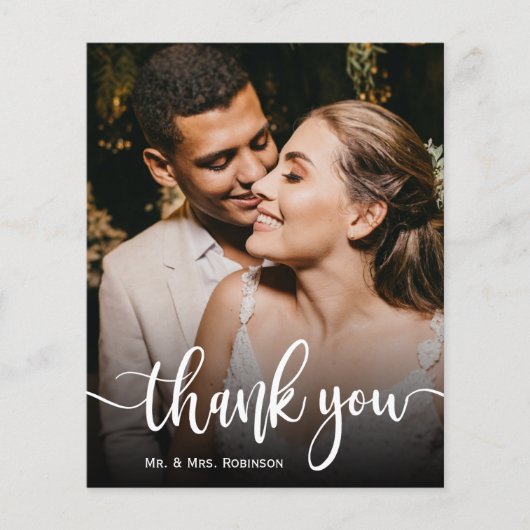 Modernes Script Hochzeitsskripte Foto Danke Karte (Vorderseite)