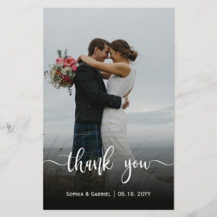 Modernes Script Hochzeitsskripte Foto Danke Karte