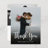 Modernes Script Hochzeitsskripte Foto Danke Karte (Vorne/Hinten)