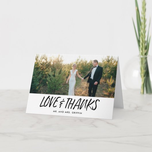 Modernes Script Hochzeitsskripte Foto Vielen Dank Dankeskarte (Vorderseite)