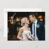 Modernes Script Hochzeitstag Foto Danke Karte (Vorne/Hinten)