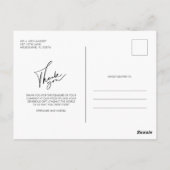 Modernes Script Hochzeitstag Foto Danke Karte (Rückseite)
