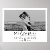 Modernes Script-Hochzeitszeichen mit Foto Poster (Vorne)